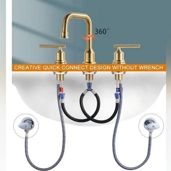 WOWOW | Brushed Gold Bathroom Faucet - Picture 3 of 5